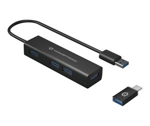 USB-hub - Conceptronics Conceptronic HUBBIES06B - hub - 4 ports USB-hub - 4 porter - Svart - HUBBIES06B