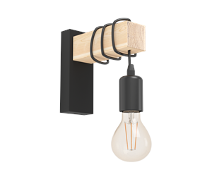 Lamper - EGLO TOWNSHEND wall lamp black/brown - 43514