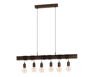 Lamper - EGLO TOWNSHEND 4 long table pendant with 6 sockets E27 antique brown - 49859