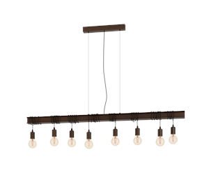 Lamper - EGLO TOWNSHEND 4 long table pendant with 8 sockets E27 antique brown - 43524