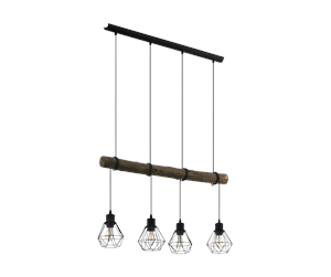 Lamper - EGLO HORNINGTOPS 1 long table pendant black/wood - 43476