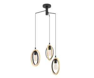 Lamper - EGLO BASILDON cluster pendant black/wood - 43463