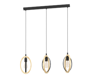 Lamper - EGLO BASILDON long table pendant black/wood - 43462