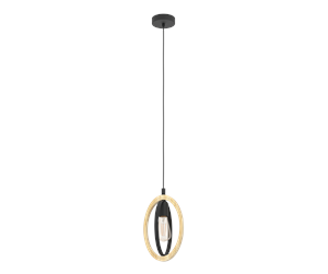 Lamper - EGLO BASILDON pendant light black/wood - 43461