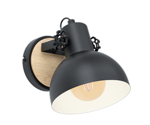 Lamper - EGLO LUBENHAM wall lamp black/wood - 44057