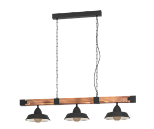 Lamper - EGLO OLDBURY long table pendant 3L black/rustic brown - 44086