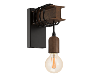 Lamper - EGLO TOWNSHEND 4 wall lamp black/brown - 43152