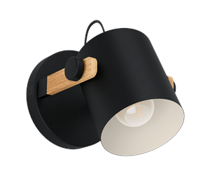 Lamper - EGLO HORNWOOD wall lamp black/cream - 43518