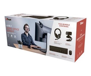 Tastatur - Trust Qoby 4-in-1 Home Office Set - Keyboard, mouse, headset and web camera set - Nordisk - Svart - 24107