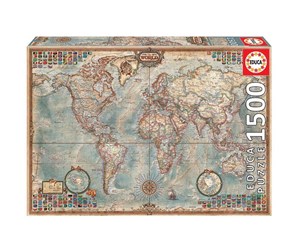 Puslespill - Educa 1500 Political Map of the World 3D Puslespill - 80-16005