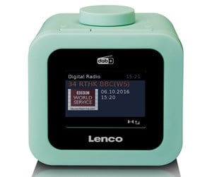 DAB, nettverks- og klokkeradio - Lenco CR-620GN - DAB+/FM Clock Radio with colour display - Green - DAB/DAB+/FM - Grønn - CR-620GN