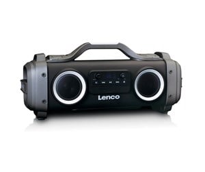 Bærbare festhøyttalere - Lenco SPR-200BK - Splash proof Bluetooth® Speaker FM radio USB and micro SD with Light Effects - Black - SPR-200