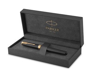 Skrive- & Tegneverktøy - Parker Sonnet Fountain Pen | Matte Black Lacquer with Gold Trim | Fine Nib | Gift Box - 1931516