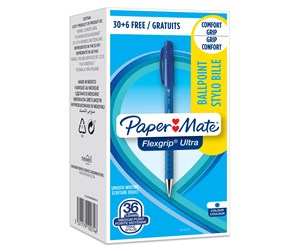 Skrive- & Tegneverktøy - Paper Mate Flexgrip Ultra Ballpoint Pens | Medium Point (1.0mm) | Blue | 36 Count - 1910074