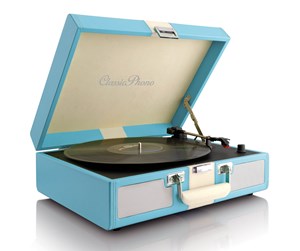 Platespiller - Lenco CLASSIC PHONO TT-33 - Record Player in suitcase - Built-in speakers - Blue - Platespiller Blå - TT-33 BLUE