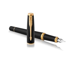 Skrive- & Tegneverktøy - Parker Urban Fountain Pen | Muted Black with Gold Trim | Fine Nib with Blue Ink | Gift Box - 1931593