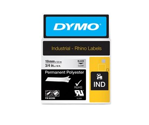 Papir, Fotopapir & Etiketter - DYMO Dymo Rhino permanent polyester 19mm x 5.5m - sort på klar - 622290