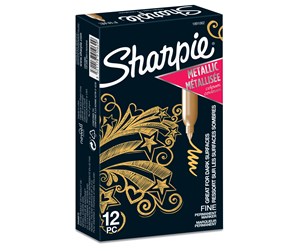 Skrive- & Tegneverktøy - Sharpie Metallic Permanent Markers | Fine Point | Gold | 12 Count - 1891062