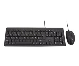 Tastatur - V7 CKU700FR - keyboard and mouse set - AZERTY - French - black - Tastatur & Mussett - Fransk - Svart - CKU700FR