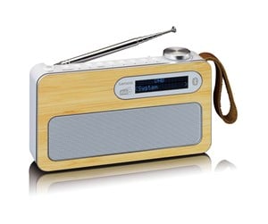 DAB, nettverks- og klokkeradio - Lenco PDR-040 - DAB+ radio - Bamboo - DAB+/FM - Stereo - Hvit - PDR-040BAMBOOWH