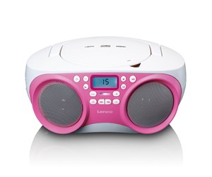 CD-spiller - Lenco SCD-301PK - Portable FM radio with CD MP3 - Pink/White - SCD-301PK