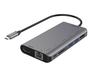 Dokkingstasjon - Deltaco USB-C dockningsstation HDMI/DP/RJ45/2xUSB - USBC-HDMI19