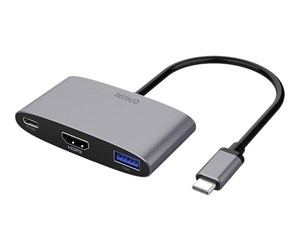 Dokkingstasjon - Deltaco USB-C till HDMI/USB A adapter 4K 60Hz US - USBC-HDMI22