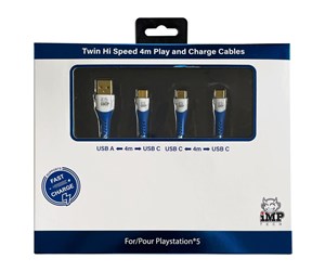 Spill - Tilbehør - iMP TECH 4M Braided Fast Charge Play and Charge Cable for PS5 - Accessories for game console - Sony PlayStation 5 - 5060176365421