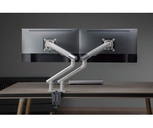 Skjermholder - Alterzone Arm Duo USB dobbel monitorarm i aluminium med 2 x USB 3.0-porter, Hvit - ALZUSBDARM17-32-W