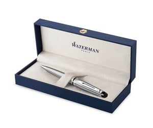 Skrive- & Tegneverktøy - Waterman Expert Ballpoint Pen | Stainless Steel with Chrome Trim Medium Nib with Blue Ink Refill Gift Box - S0952100