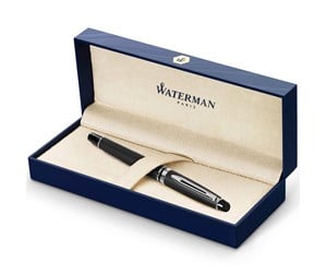 Skrive- & Tegneverktøy - Waterman Expert Fountain Pen | Matte Black with Chrome Trim | Medium Nib | Gift Box - S0951860