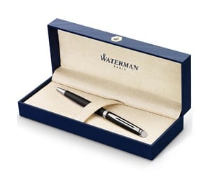 Skrive- & Tegneverktøy - Waterman Hémisphère Ballpoint Pen | Matte Black with Chrome Trim | Medium Point | Blue Ink | Gift Box - S0920870