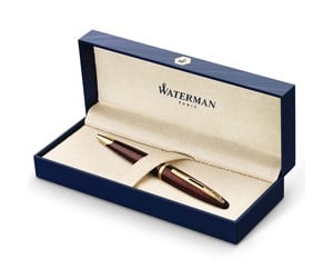 Skrive- & Tegneverktøy - Waterman Carène Marine Amber Ballpoint Pen | Gloss Brown & Black with 23k Gold Clip | Medium Point with Blue Ink Cartridge | Gift Box - S0700940