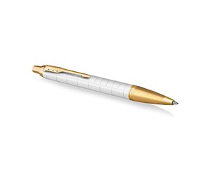 Skrive- & Tegneverktøy - Parker IM Ballpoint Pen | Premium Pearl Lacquer with Gold Trim | Medium Point with Blue Ink Refill | Gift Box - 2143643