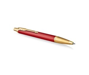 Skrive- & Tegneverktøy - Parker IM Ballpoint Pen | Premium Red Lacquer with Gold Trim | Medium Point with Blue Ink Refill | Gift Box - 2143644