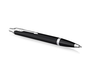 Skrive- & Tegneverktøy - Parker IM Ballpoint Pen | Matte Black with Chrome Trim | Medium Point with Blue Ink Refill | Gift Box - 2143632