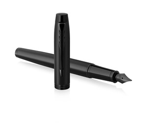 Skrive- & Tegneverktøy - Parker IM Fountain Pen | Matte Black with Black Trim | Fine Point with Blue Ink Cartridge | Gift Box - 2127741