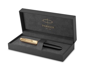 Skrive- & Tegneverktøy - Parker 51 Fountain Pen | Deluxe Black Barrel with Gold Trim | Fine 18k Gold Nib with Black Ink Cartridge | Gift Box - 2123511