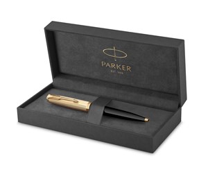 Skrive- & Tegneverktøy - Parker 51 Ballpoint Pen | Deluxe Black Barrel with Gold Trim | Medium 18k Gold Point with Black Ink Refill | Gift Box - 2123513