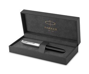 Skrive- & Tegneverktøy - Parker 51 Fountain Pen | Black Barrel with Chrome Trim | Fine Nib with Black Ink Cartridge | Gift Box - 2123491