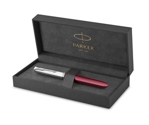 Skrive- & Tegneverktøy - Parker 51 Fountain Pen | Burgundy Barrel with Chrome Trim | Fine Nib with Black Ink Cartridge | Gift Box - 2123496