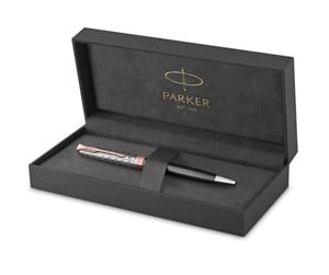 Skrive- & Tegneverktøy - Parker Sonnet Ballpoint Pen | Premium Metal and Grey Satin Finish with Rose Gold Trim | Medium Point with Black Ink Refill | Gift Box - 2119791