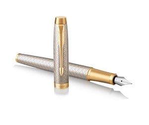 Skrive- & Tegneverktøy - Parker IM Fountain Pen | Premium Warm Silver | Fine Nib with Blue Ink Refill | Gift Box - 1931684