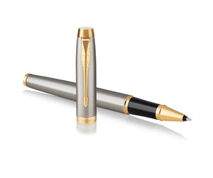 Skrive- & Tegneverktøy - Parker IM Rollerball Pen | Brushed Metal | Fine Point Black Ink | Gift Box - 1931663