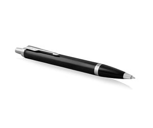 Skrive- & Tegneverktøy - Parker IM Ballpoint Pen | Black  Lacquer with Chrome Trim | Medium Point Blue Ink | Gift Box - 1931665