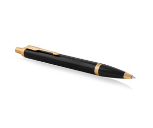 Skrive- & Tegneverktøy - Parker IM Ballpoint Pen | Black  Lacquer with Gold Trim | Medium Point Blue Ink | Gift Box - 1931666