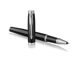 Skrive- & Tegneverktøy - Parker IM Rollerball Pen | Black  Lacquer with Chrome Trim | Fine Point Black Ink | Gift Box - 1931658