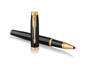 Skrive- & Tegneverktøy - Parker IM Rollerball Pen | Black  Lacquer with Gold Trim | Fine Point Black Ink | Gift Box - 1931659