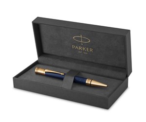 Skrive- & Tegneverktøy - Parker Duofold Ballpoint Pen | Prestige Blue Chevron | Medium Point Black Ink Refill | Premium Gift Box - 1931373