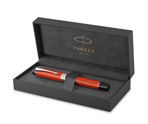 Skrive- & Tegneverktøy - Parker Duofold Centennial Fountain Pen | Classic Big Red Vintage | Fine Solid Gold Nib | Black Ink And Convertor | Gift Box - 1931375